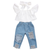 Trendy Off-Shoulder Top & Denim Jeans Set for Toddler Girls (1–6Y)