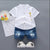 Summer Toddler Boys Outfit Cartoon Shirt & Denim Shorts Set | Hot Sale Baby Clothes