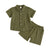 Toddler Boy Summer Outfit – Cotton Linen Short Sleeve Shirt & Shorts Set