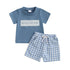 Stylish Baby Boy 2-Piece Set Embroidered Tee & Plaid Shorts