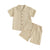Toddler Boy Summer Outfit – Cotton Linen Short Sleeve Shirt & Shorts Set
