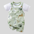 Adorable Baby Boy Zoo Animal Romper Faux Two-Piece Short Sleeve Bodysuit
